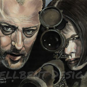 Original Art Print - Leon and Mathilda, The Professional, Jean Reno, Natalie Portman, T.A. Schmitt, Artist