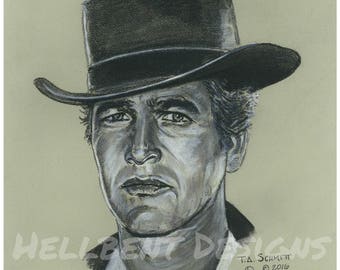 Original Art Print- Butch Cassidy Painting, Paul Newman, T.A. Schmitt, Artist