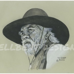 Impresión de arte original - Capitán Woodrow F. Call Painting, Tommy Lee Jones, Lonesome Dove, T.A. Schmitt, Artista
