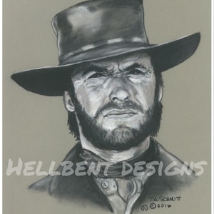 Original Art Print - Clint Eastwood Painting, High Plains Drifter, T.A. Schmitt, Artist