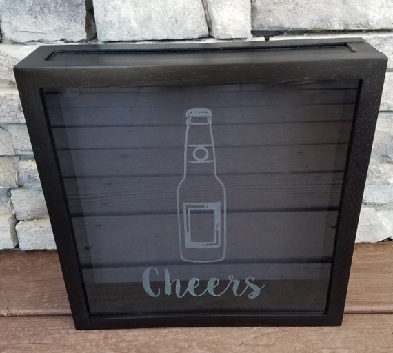 Bar Beer Cap Shadow Box Cheers Beer Bottle Bar Decor Etsy