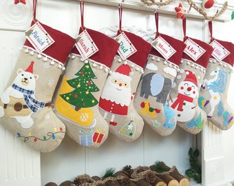 personalized christmas stocking burlap christmas stocking with cartoon applique christmas ornament for family - Decorating Christmas Stockings personalized christmas stocking burlap christmas stocking with cartoon applique christmas ornament for family - Decorating Christmas Stockings