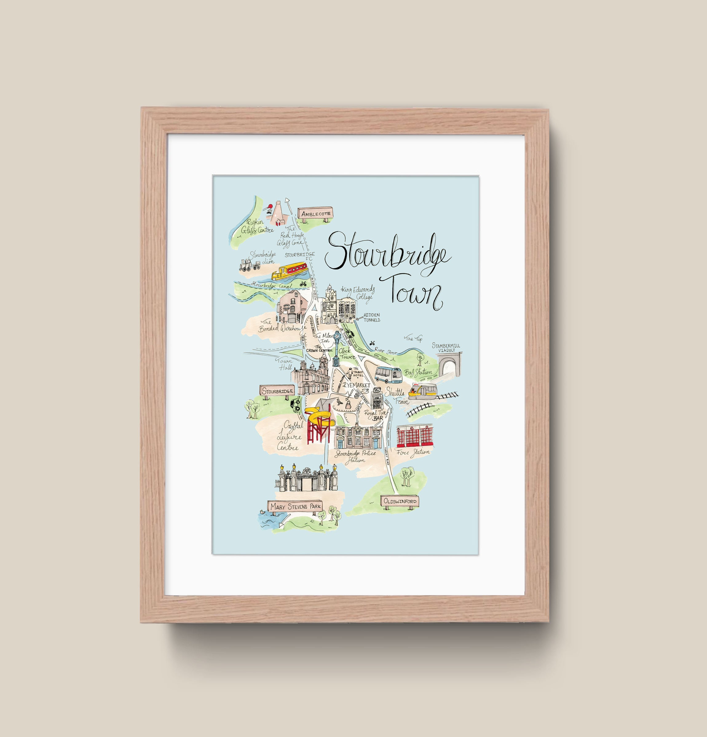 Stourbridge Postcode Map Stourbridge Town Map Art Illustration Print Decor Interiors - Etsy UK