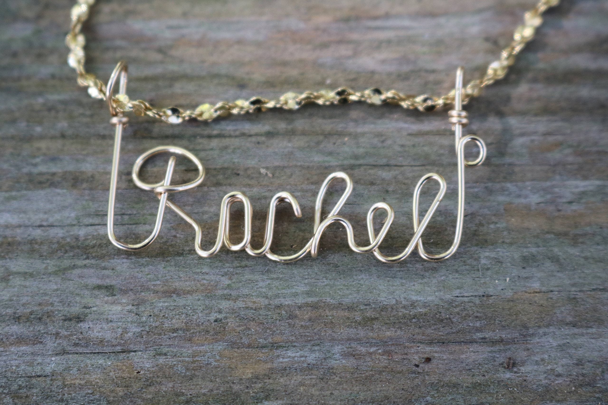 Rachel Name Necklace Handcrafted Cursive Name in Script Gold Etsy