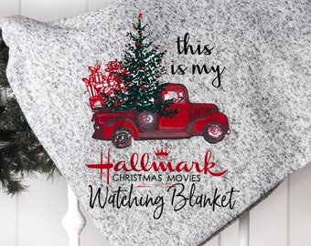 This is my Christmas movie watching blanket. Fleece throw. Buffalo check tree farm truck. Farmhouse Christmas decor. Holiday gift.