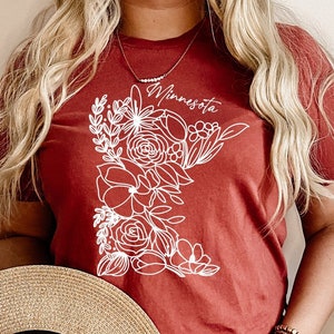 Floral Minnesota roots shirt. The gopher state. Minnesota pride. State pride. Unisex t-shirt, Graphic tee. Garden life t-shirt. Floral shirt