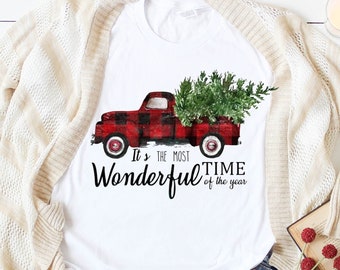 It's the most wonderful time of the year shirt. Unisex holiday tee. Santa t-shirt. Ugly sweater. Buffalo check tee. Tree farm truck tee