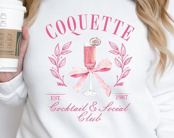 Coquette cocktail social club shirt. Soft girl esthetic. Trendy shirt. Country club. Girly. Preppy apparel. Bows. Summer vacation. Bows