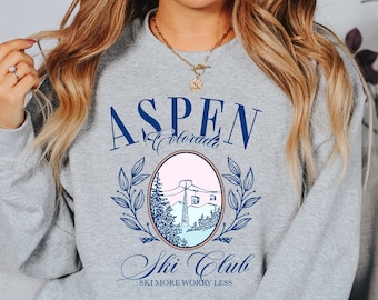 Aspen colorado ski club shirt. Apres ski sweatshirt. Lodge lady. Country club. Mountain life. Montana. Preppy apparel. Winter vacation