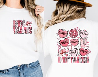 Howdy valentine western crewneck sweatshirt. Heart t-shirt. Love. Valentine's day shirt. Galentine's Day. Cupid. Pink. Cozy sweatshirt.