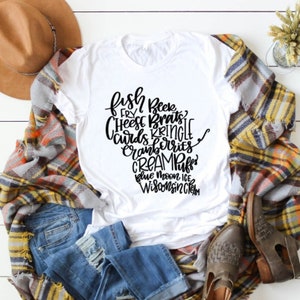 Wisconsin foods shirt. Sconnie nation. Wisconsin pride. State pride. Ladies tee. Unisex t-shirt, Home pride tee. Graphic tee. Custom tshirt