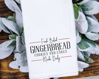 Fresh baked gingerbread Christmas hand towel.tea towel. winter kitchen towel. holiday decor. farmhouse Christmas decor.flour sack towel