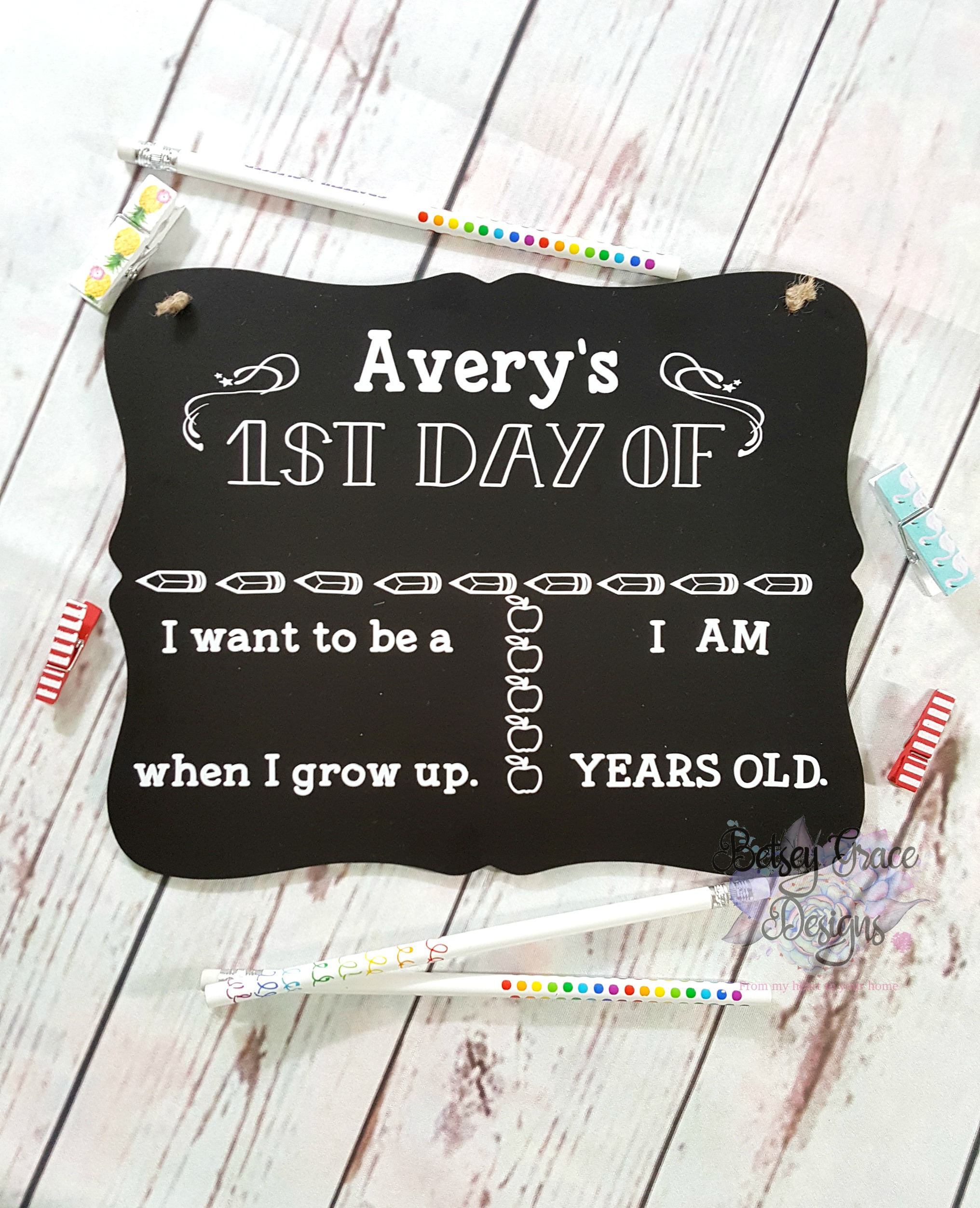 Personalized chalkboard double sided back to school first day of school memory board