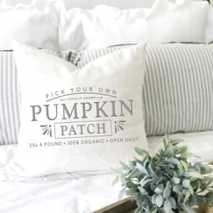 Pumpkin patch pillow cover. Throw cushion. Decorative pillow. Farmhouse pillow. Fall pillow. Autumn decor pillow. French provincial cushion
