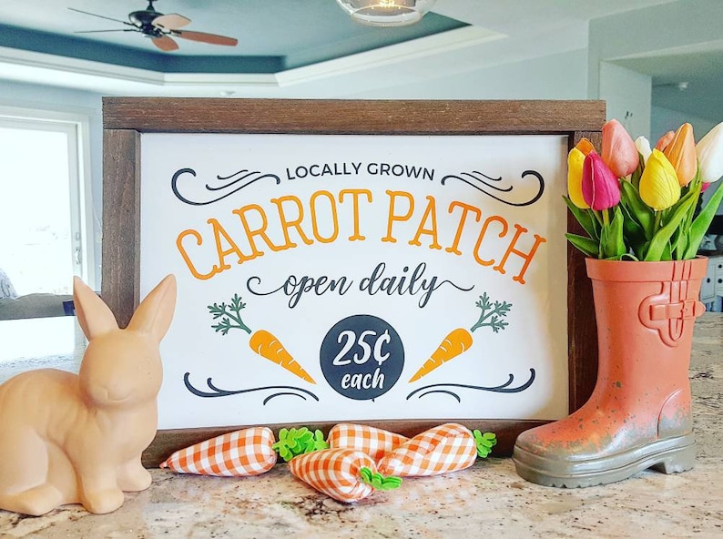 Carrot Patch Easter Sign. Spring Decor. Easter Framed Sign. Etsy