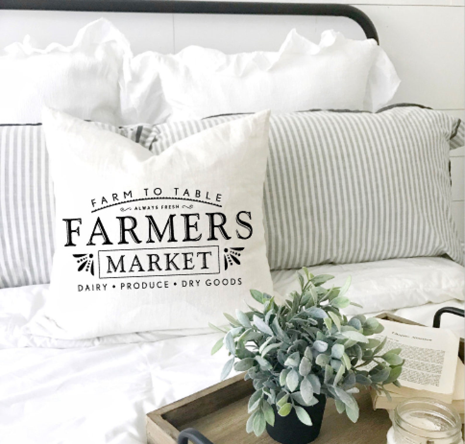 Farmers Market Pillow Cover. Throw Cushion. Decorative Pillow