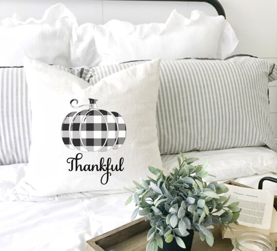 buffalo check pumpkin pillow