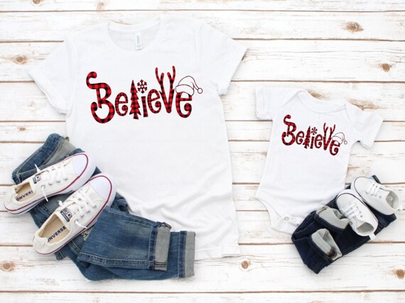 Believe Buffalo Check Plaid Mommy Me Shirt