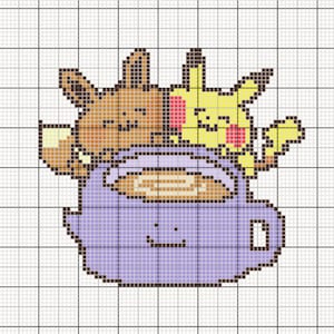 Patrón Punto de Cruz Eevee y Pikachu PDF