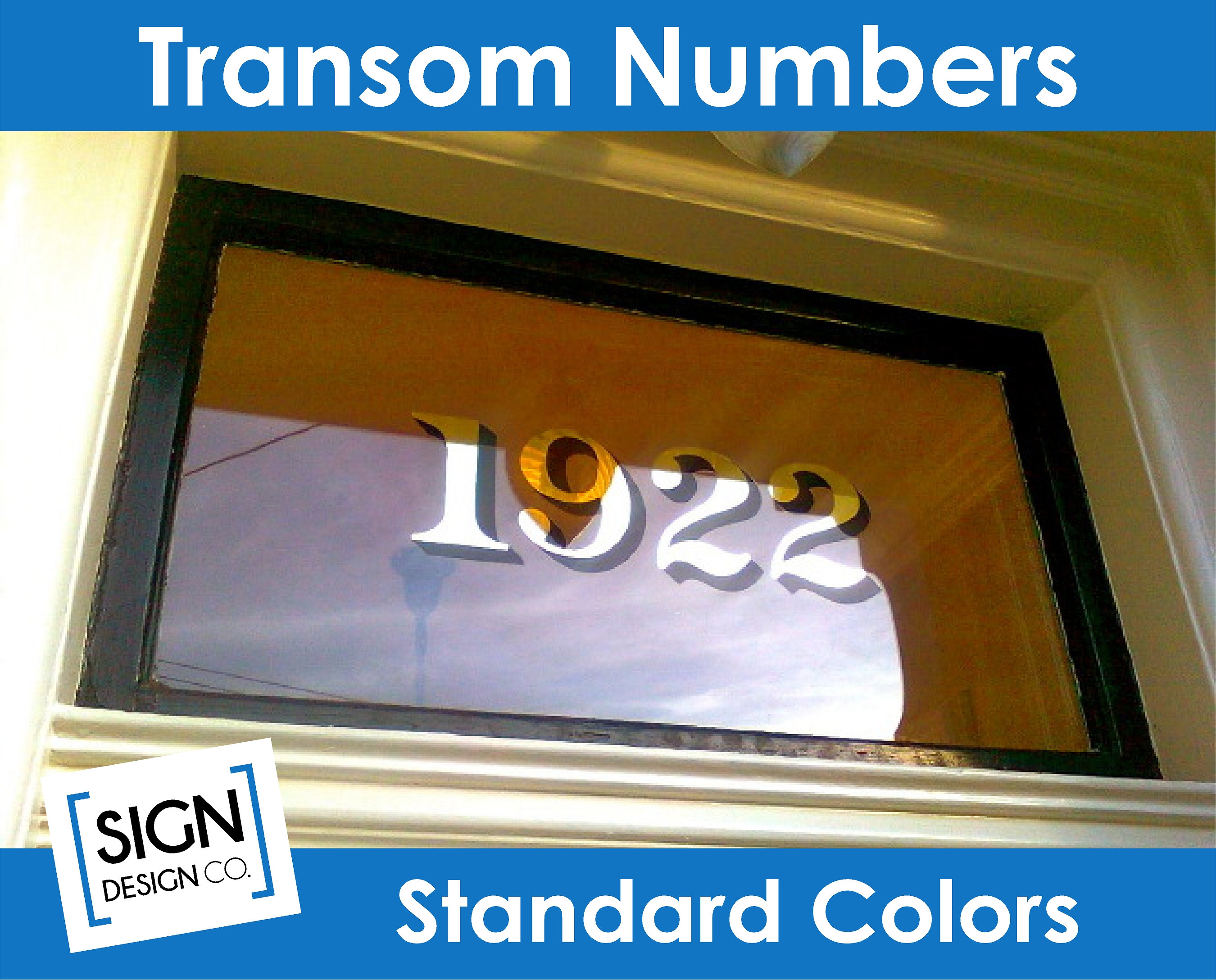 Transom Address Numbers - Color options - House Home Building Office - Glass Fan Light Lettering Decals Vintage Victorian Old Town Historic