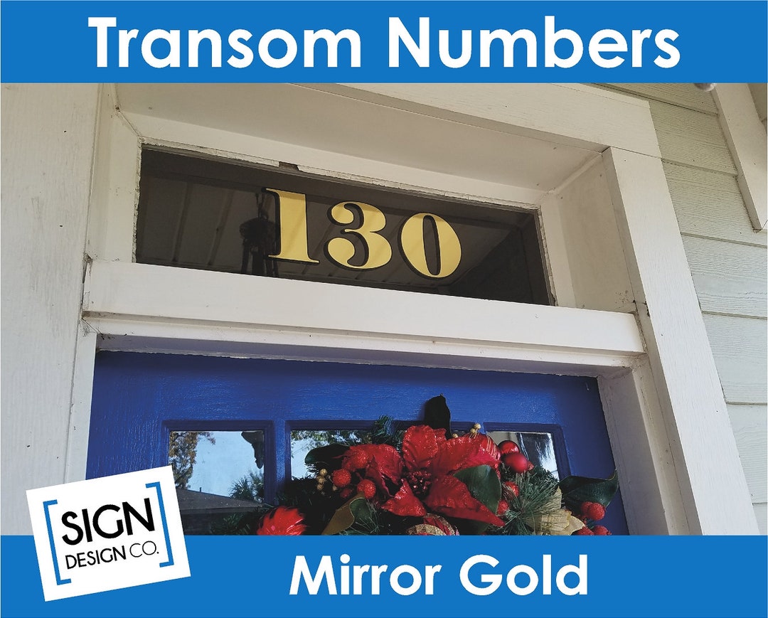 Mirror Gold Transom Address Numbers - House Home Office Building - 22K ...