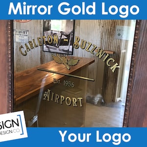 Logotipo dorado de espejo - Frente de tienda de vidrio - Calcomanía para ventana - Letras antiguas de Old Town - Logotipo en lámina dorada - Logotipo vintage - Logotipo histórico - Logotipo para puerta