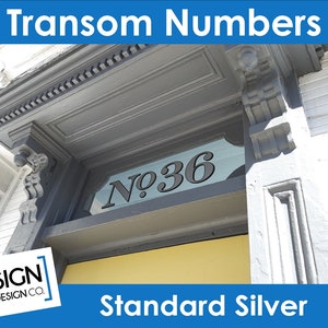 Silver Transom Address Numbers - House Home Building Office - Glass Fan Light Lettering Decals - Vintage Victorian City Old Town Historic
