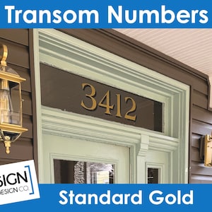 Transom Address Numbers - Standard Gold - House Home Building Office - Glass Fan Light Lettering Decals Vintage Victorian Old Town Historic