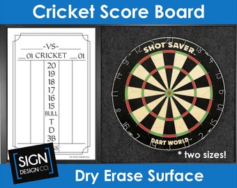 Cricket Dart Dry Erase ScoreBoard - Cricket Score Card - Cricket Score Board - Dry Erase - Man Cave - Garage - Darts - Dart Score Board