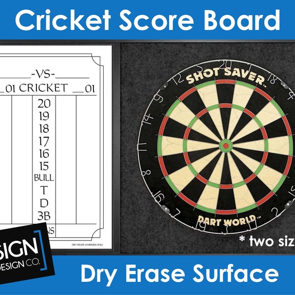 Cricket Dart Dry Erase ScoreBoard - Cricket Score Card - Cricket Score Board - Dry Erase - Man Cave - Garage - Darts - Dart Score Board