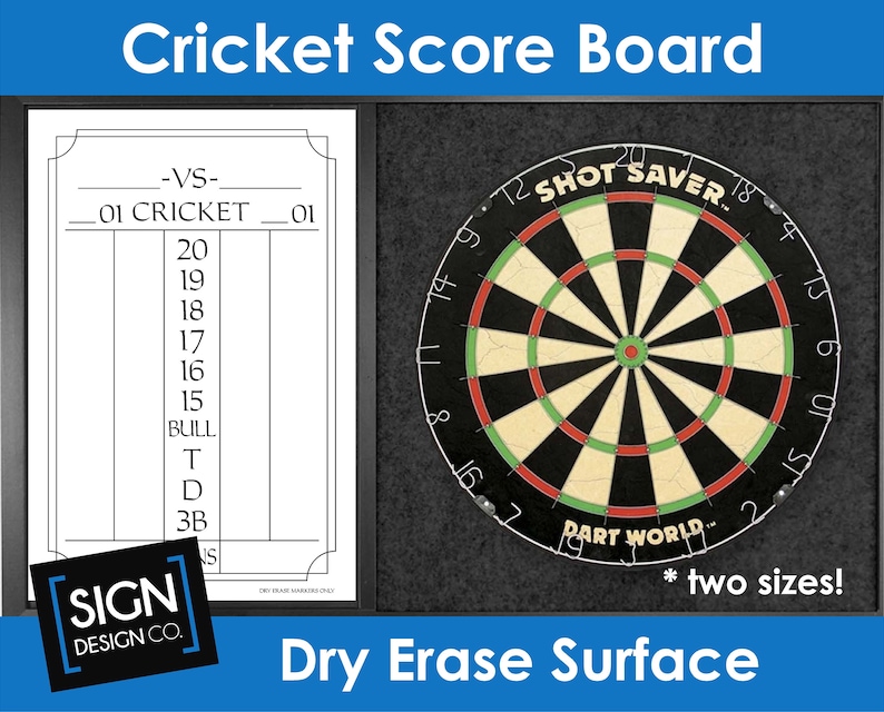 Cricket Dart Dry Erase Scoreboard Cricket Score Card Etsy