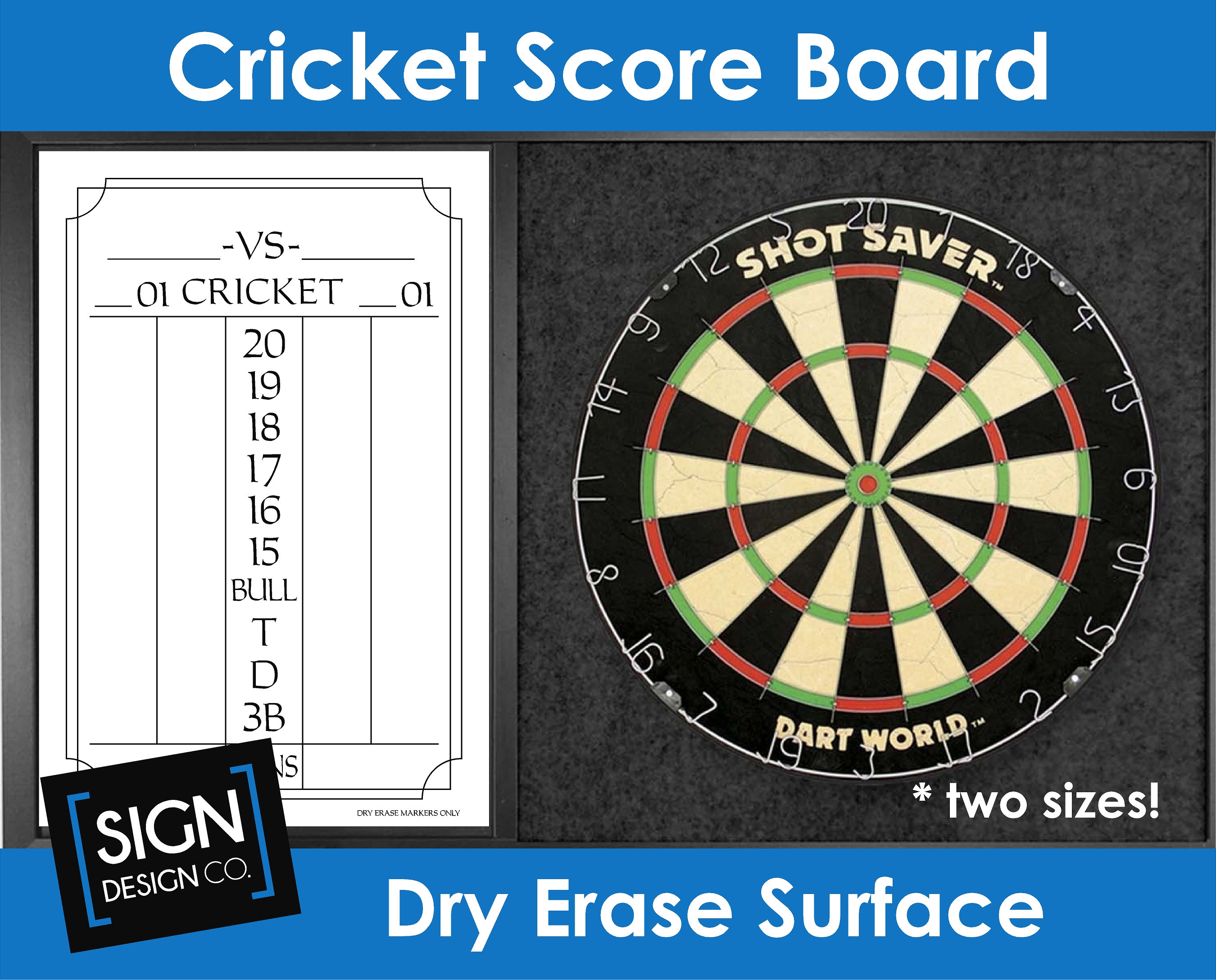 Cricket Dry Erase Scoreboard Score Card -
