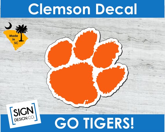 Clemson Tigers Orange Paw Mascot 2019 National Champions Champs Championship Vinyl Decal Car Sticker Palmetto Moon State Sc Glass Window