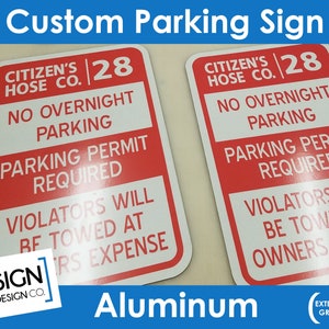 Custom Aluminum Reflective Sign - parking sign - Your text - Logo - business   - outdoor signage - parking lot - reserved parking - metal