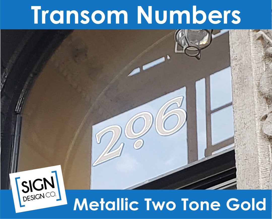 Mirror Gold Foil Metallic 2tone Home House Address Transom Number