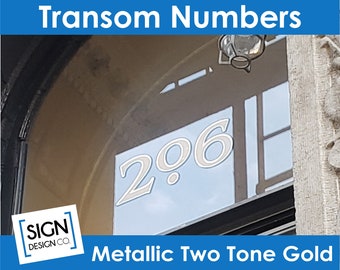 Mirror Gold Foil Metallic 2-Tone Home House Address Transom Number Decals Vintage Victorian Antique Window Glass lite Pane Historic digits