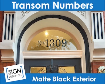 Black Transom Address Numbers - House Home Building Office - Glass Fan Light Lettering Decals - Vintage Victorian City Old Town Historic
