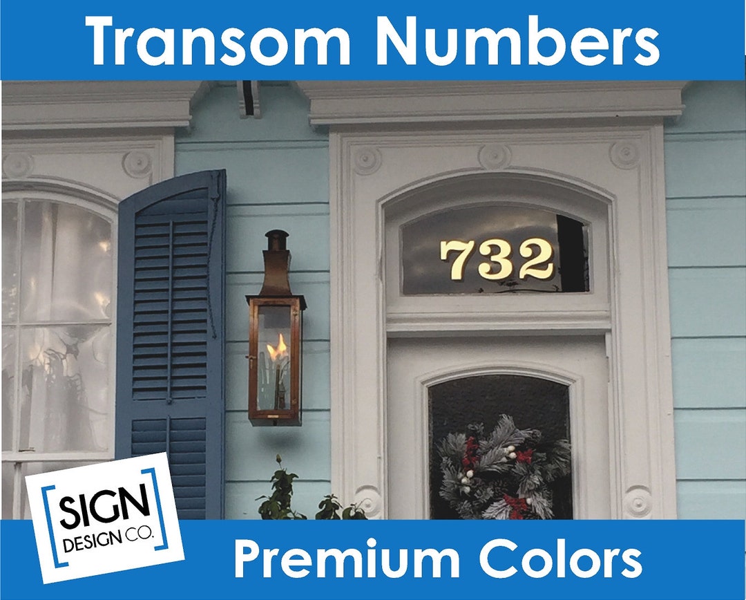 Transom Address Numbers - House Home Office Building - Gold Foil Leaf ...