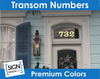 Transom Address Numbers - House Home Office building - Gold Foil Leaf look - Silver - Glass window pane fan light vintage Victorian Historic