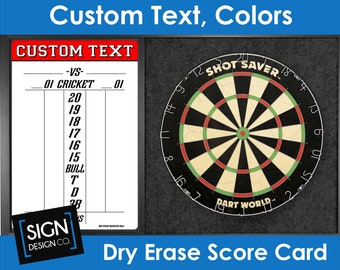 Cricket Dart Dry Erase ScoreBoard - Cricket Score Card - Cricket Score Board - Dry Erase - Man Cave - Garage - Darts - Dart Score Board