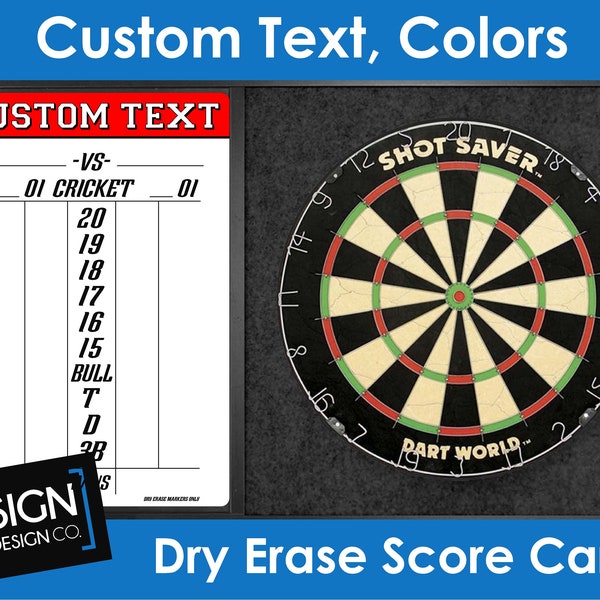 Cricket Dart Dry Erase ScoreBoard - Cricket Score Card - Cricket Score Board - Dry Erase - Man Cave - Garage - Darts - Dart Score Board
