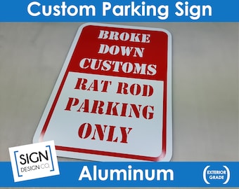 Custom Metal Aluminum Sign - Reserved parking - Your text - Logo - business  - Logo Sign - parking lot outdoor exterior signage