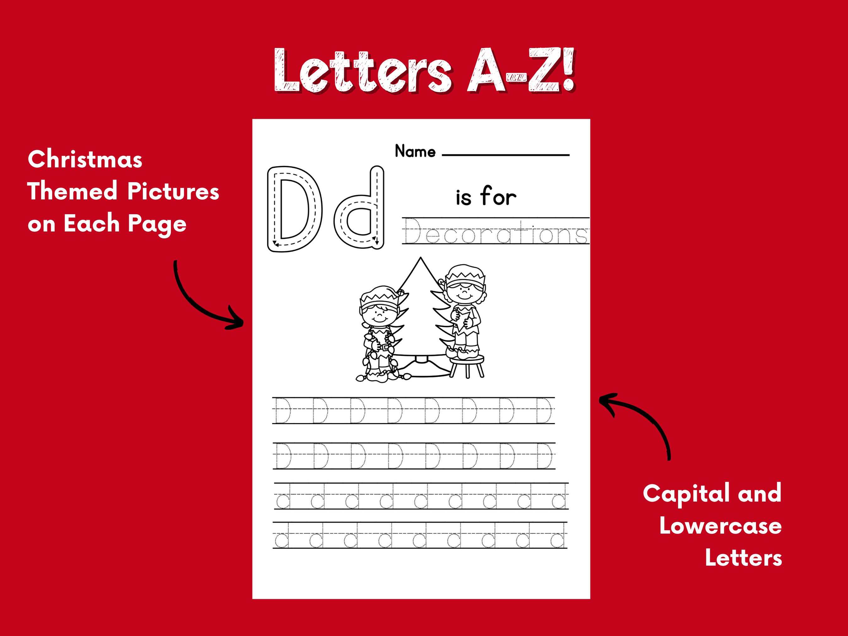 Christmas Letter Tracing Worksheets - Etsy