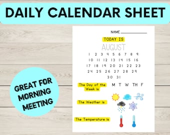 Hoja de trabajo del calendario diario