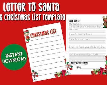 Plantilla de carta a Papá Noel y lista de Navidad