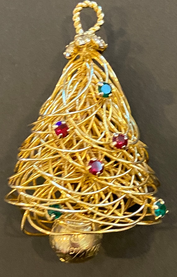 Vintage CHRISTMAS TREE Brooch Unique Wired Three-D