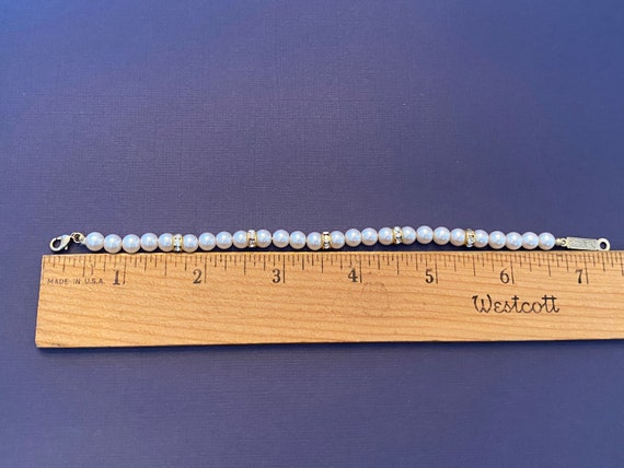 Vintage NAPIER Signed Link BRACELET Faux Pearls w… - image 6