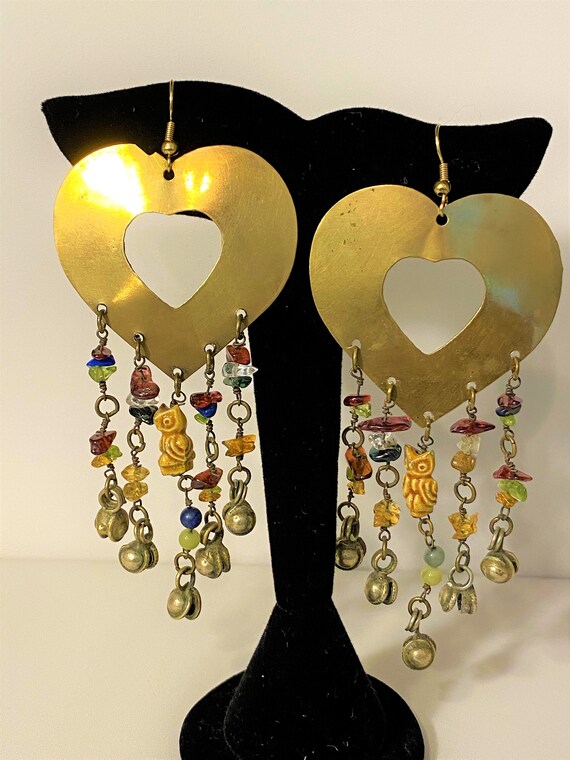 Massive Almost 4" Statement Vintage Dangle Earrin… - image 2