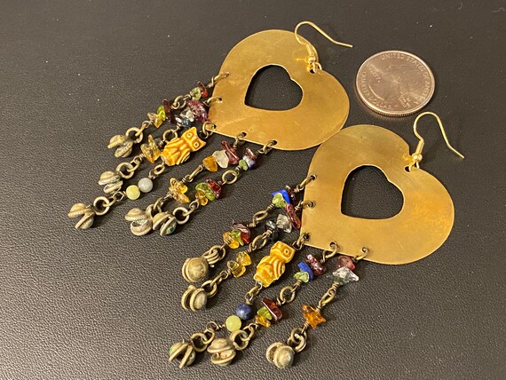 Massive Almost 4" Statement Vintage Dangle Earrin… - image 4