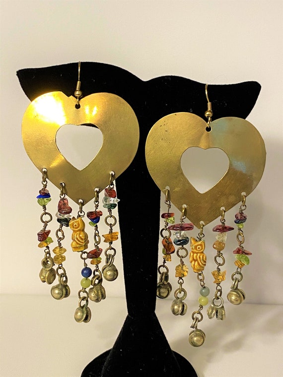 Massive Almost 4" Statement Vintage Dangle Earrin… - image 1